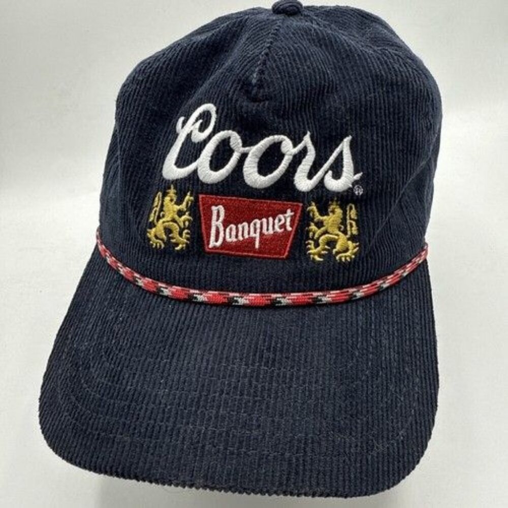 Coors Beer Corduroy Snapback Hat Cap Navy Blue Adjustable Banquet Braided New